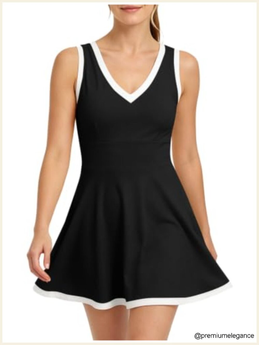 Women's V-Neck Tennis Dress with Built-in Shorts High Waist Golf Skort